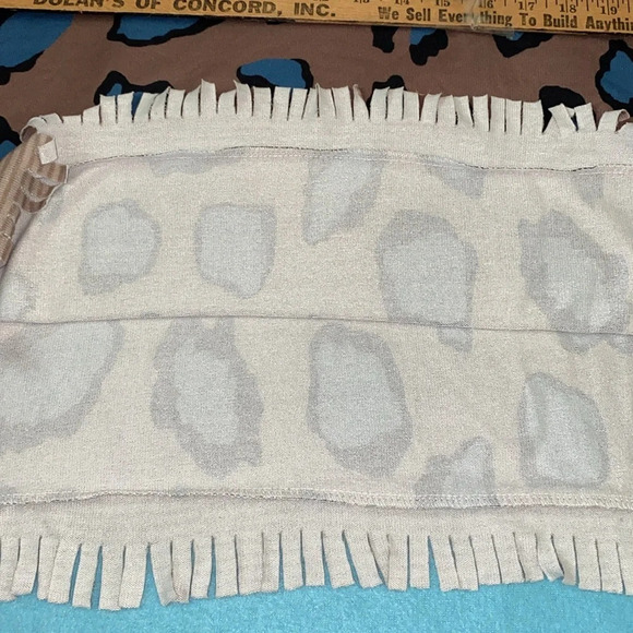 MISSLOOK scooped neck long sleeve sweater bold animal print fringe hems size 2X - Picture 5 of 11